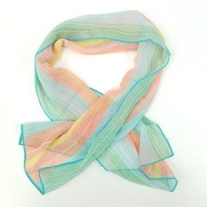 Womens Lightweight Sheer Gauzy Rainbow Stripe Beach Summer Rectangle Scarf 50x11